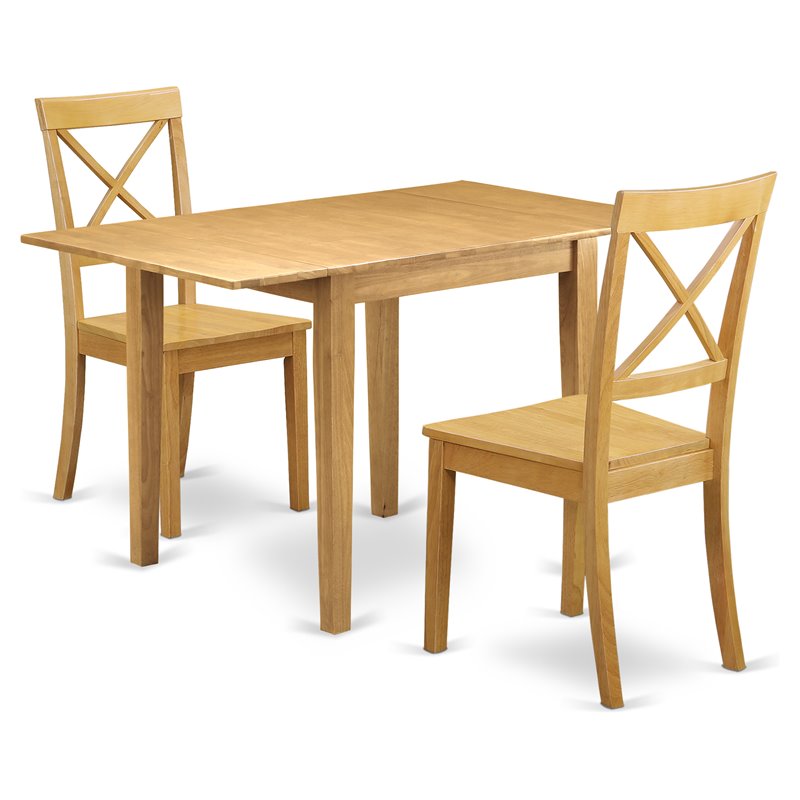 Pemberly Row 3-Piece Wood Dining Table Set with Drop Leaves in Oak
