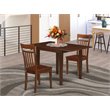 Pemberly Row 3-Piece Wood Dining Set with Slatted Back Chairs in Mahogany