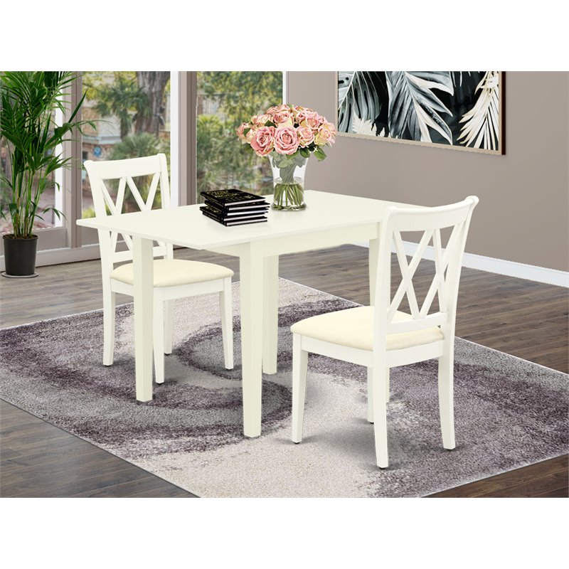 Pemberly Row 3-Piece Dining Table Set with Linen Seat in White