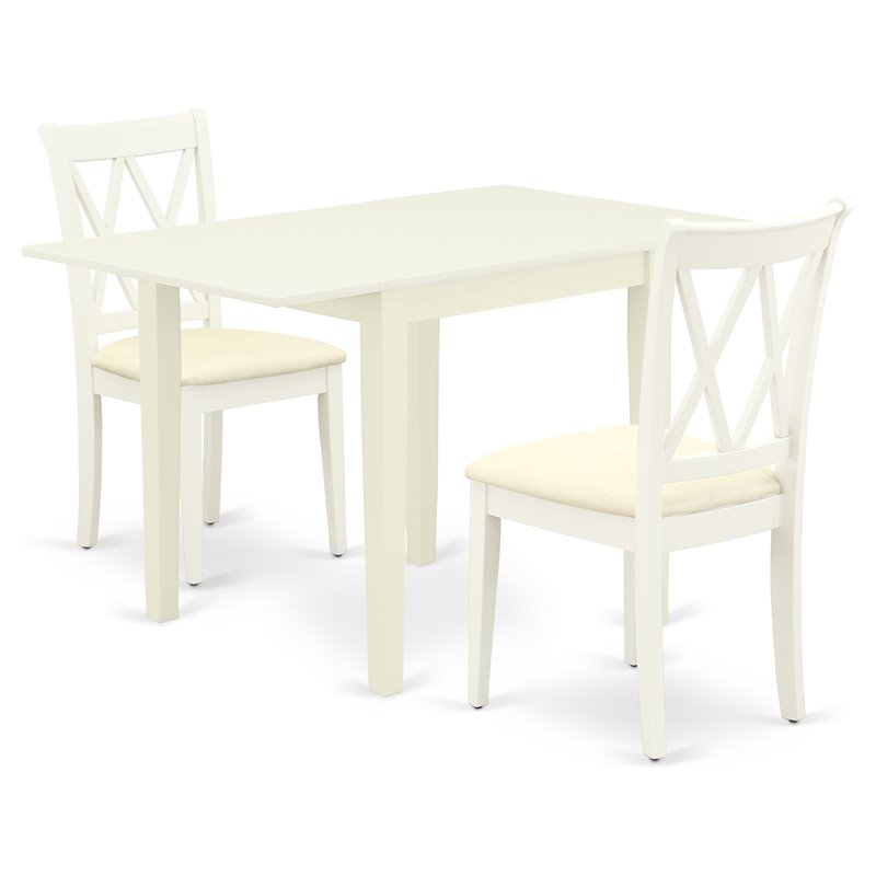 Pemberly Row 3-Piece Dining Table Set with Linen Seat in White