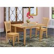 Pemberly Row Norfolk 3-Piece Wood Dining Set in Oak Finish