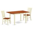 Pemberly Row Norfolk 3-Piece Wood Dining Set in Buttermilk & Cherry