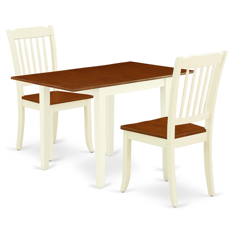 Pemberly Row 3-Piece Kitchen Table Set in Buttermilk and Cherry Finish