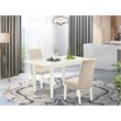 Pemberly Row Norfolk 3-Piece Dining Set with Parson Chairs in Linen White