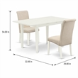 Pemberly Row Norfolk 3-Piece Dining Set with Parson Chairs in Linen White