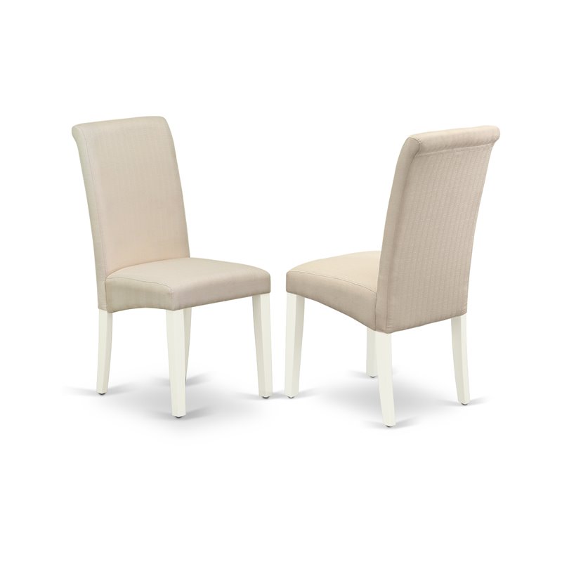 Pemberly Row Norfolk 3-Piece Dining Set with Parson Chairs in Linen White