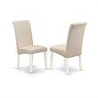 Pemberly Row Norfolk 3-Piece Dining Set with Parson Chairs in Linen White