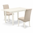 Pemberly Row Norfolk 3-Piece Dining Set with Parson Chairs in Linen White