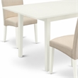 Pemberly Row Norfolk 3-Piece Dining Set with Parson Chairs in Linen White