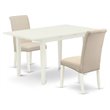 Pemberly Row Norfolk 3-Piece Dining Set with Parson Chairs in Linen White
