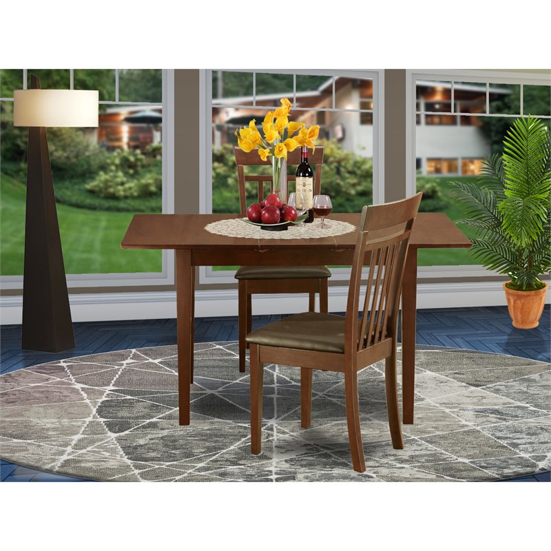Pemberly Row 3-Piece Mahogany Dining Set with Faux Leather Seat Chairs