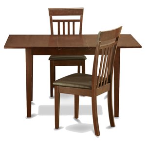 Pemberly Row 3-Piece Mahogany Dining Set with Faux Leather Seat Chairs