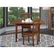 Pemberly Row 3-Piece Dining Set with Mahogany Finish and Wood Seats