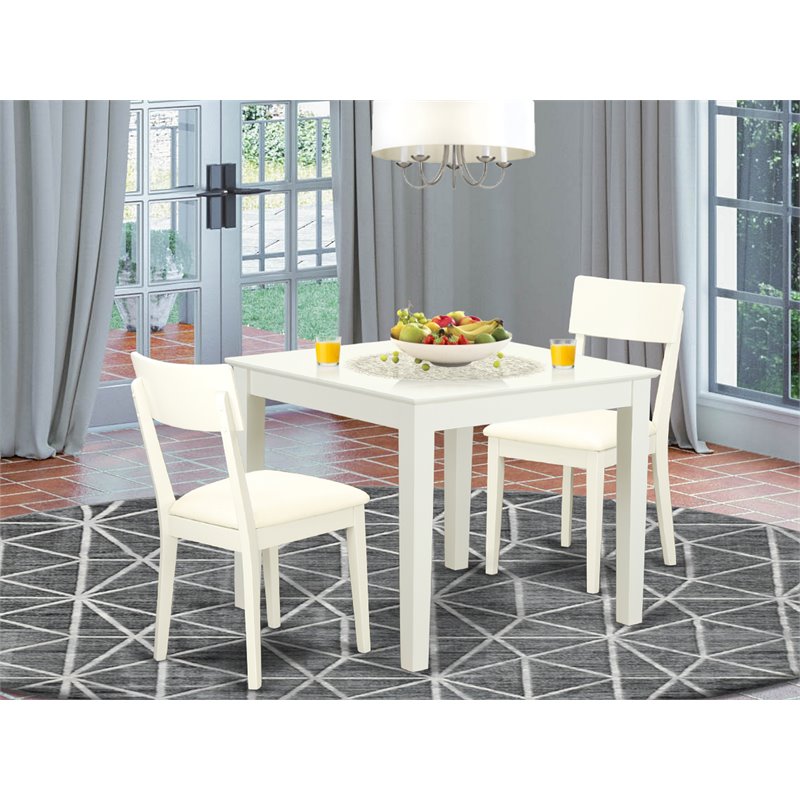 Pemberly Row 3-Piece Dining Set Wood Table with Faux Leather Chair