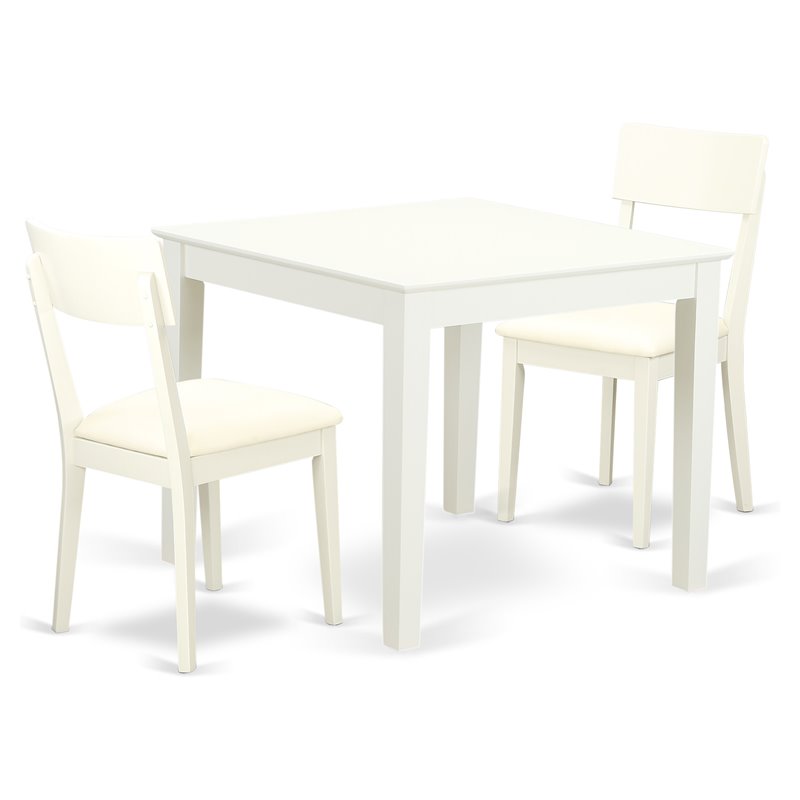 Pemberly Row 3-Piece Dining Set Wood Table with Faux Leather Chair