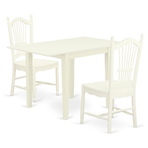 Pemberly Row 3-Piece Dining Table Set in Linen White Wood Finish