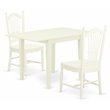 Pemberly Row 3-Piece Dining Table Set in Linen White Wood Finish