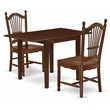 Pemberly Row 3-Piece Dining Table Set in Mahogany Wood Finish