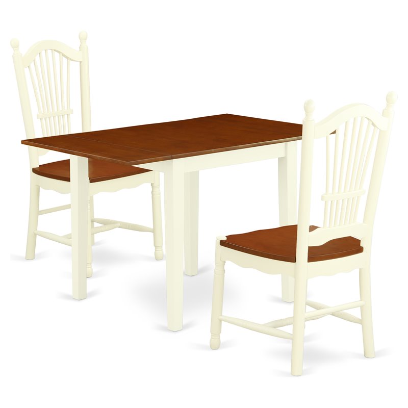 Pemberly Row 3-Piece Dining Table Set in Buttermilk and Cherry Finish