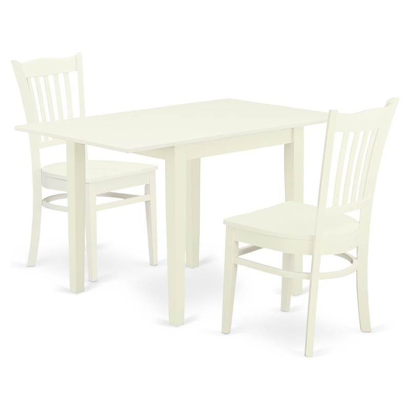 Pemberly Row 3-Piece Whiteline Wooden Dining Set with Slat Back Chairs