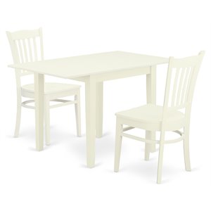 Pemberly Row 3-Piece Whiteline Wooden Dining Set with Slat Back Chairs