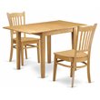 Pemberly Row 3-Piece Wooden Dining Set with Slat Back in Oak Finish