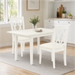 Pemberly Row 3-Piece Rectangular Dining Set in Linen White Wood
