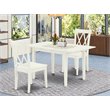 Pemberly Row Norfolk 3-Piece Dining Set with Double X-Back in Linen White