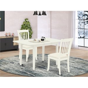 Pemberly Row Linen White 3-Piece Dining Set with Slatted Back Chairs