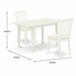 Pemberly Row Linen White 3-Piece Dining Set with Slatted Back Chairs