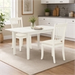 Pemberly Row Linen White 3-Piece Dining Set with Slatted Back Chairs