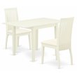 Pemberly Row Linen White Dining Set with Slat Back Chairs and Linen Seats