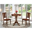 Pemberly Row 3-Piece Dining Set with Wood Seat in Mahogany
