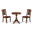 Pemberly Row 3-Piece Dining Set with Wood Seat in Mahogany