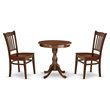 Pemberly Row 3-Piece Dining Set with Wood Chairs in Mahogany