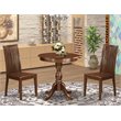 Pemberly Row Round 3-Piece Wood Dining Set with Mahogany Finish