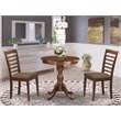 Pemberly Row Round 3-Piece Wood Dining Set with Linen Cushion Seats