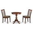 Pemberly Row Round 3-Piece Wood Dining Set with Linen Cushion Seats