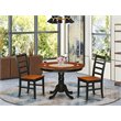 Pemberly Row 3-Pc Round Dining Set in Black & Cherry with Wood Chairs