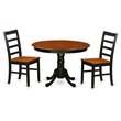 Pemberly Row 3-Pc Round Dining Set in Black & Cherry with Wood Chairs