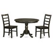 Pemberly Row 3-Pc Dining Set with Round Table and Cappuccino Wood Finish
