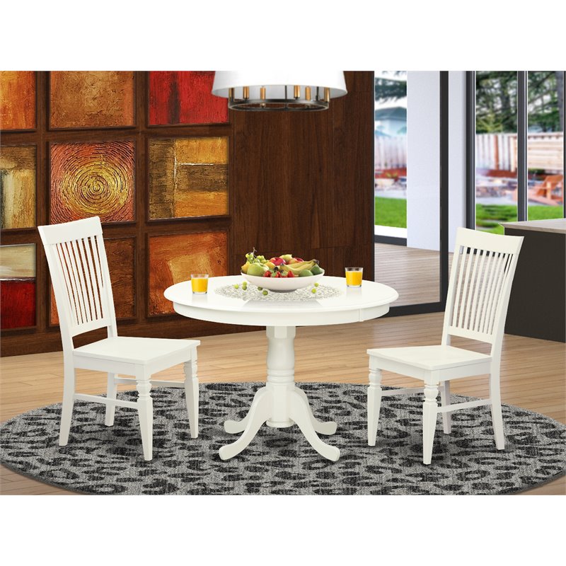 Pemberly Row 3-Piece Wood Dining Set in Linen White Finish