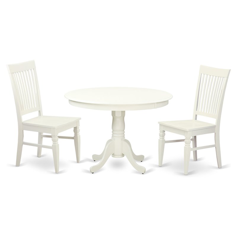 Pemberly Row 3-Piece Wood Dining Set in Linen White Finish