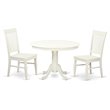 Pemberly Row 3-Piece Wood Dining Set in Linen White Finish