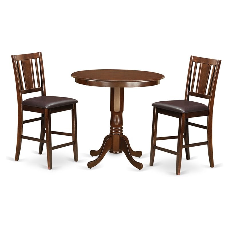 Pemberly Row 3-Piece Counter Height Dining Set in Mahogany Finish