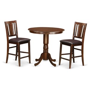 Pemberly Row 3-Piece Counter Height Dining Set in Mahogany Finish