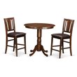 Pemberly Row 3-Piece Counter Height Dining Set in Mahogany Finish
