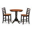 Pemberly Row 3-Piece Round Wood Counter Height Table Set in Black & Cherry