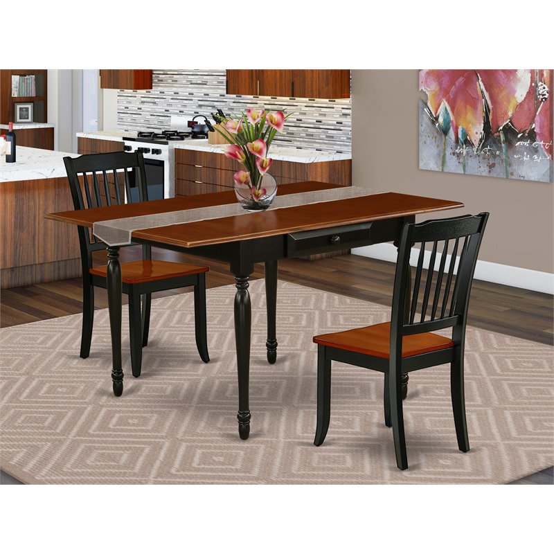 Pemberly Row 3-Piece Wood Dining Set with Black and Cherry Finish