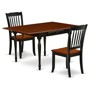 Pemberly Row 3-Piece Wood Dining Set with Black and Cherry Finish